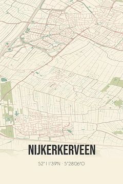 Vintage landkaart van Nijkerkerveen (Gelderland) van MijnStadsPoster