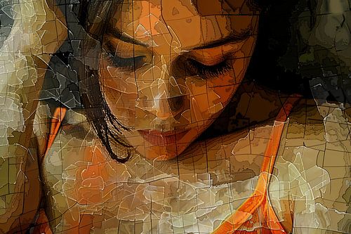 schilderachtig beeld vrouw in van Goghkleuren