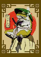 Samuraikikker met rode zon esthetiek