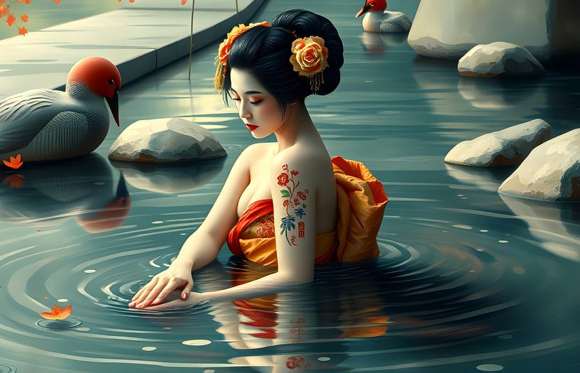 Japanische badende Frau von Egon Zitter