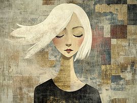 Portrait de femme - Le calme au milieu du chaos sur Peintures accrocheuses