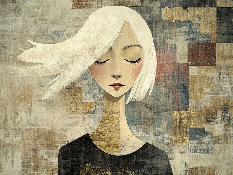 Women's portrait | Calm Amidst Chaos by Eye catching paintings