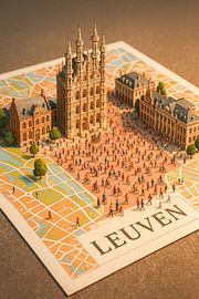 Leuven Town Hall Gothic 3D Map – University City Wall Decor by Travel Shop