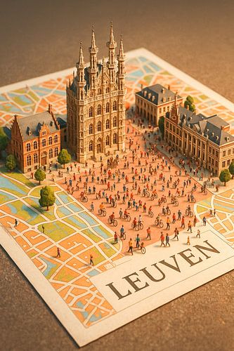 Leuven Town Hall Gothic 3D Map – University City Wall Decor
