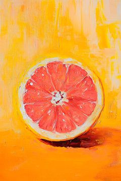 Grapefruit on bright yellow - Creative by Poster Art Shop