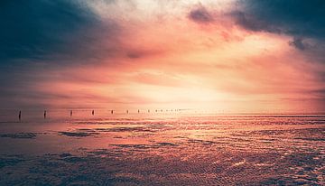 Plage à marée basse de Cuxhaven sur la côte allemande de la mer du Nord sur Jakob Baranowski - Photography - Video - Photoshop