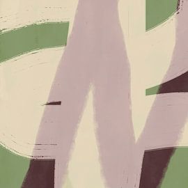 Modern abstract minimalist painting in green, pink, white by Dina Dankers