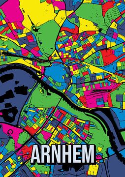 Arnhem Pop Art Kaartposter – Kleurrijke Stadsplattegrond Kunst van Jorn van Hezik