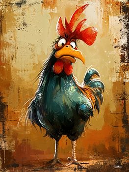 Abstrakter Bauernhof Hahn / Henne