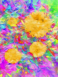 Compositie met gele bloemen Monet van Joost Hogervorst