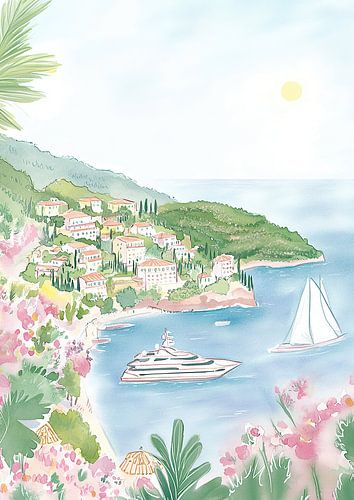 Middellandse Zee Pastel Frankrijk Bergen Zon Zomer