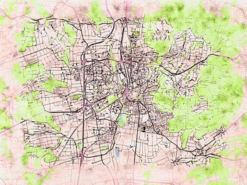 Kaart van Göttingen in de stijl 'Soothing Spring' van Maporia