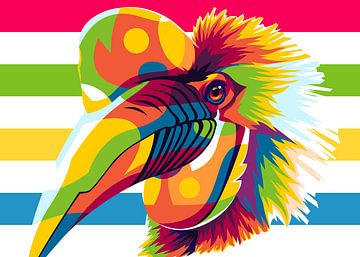 Großer Hornvogel im Pop-Art-Stil von Lintang Wicaksono