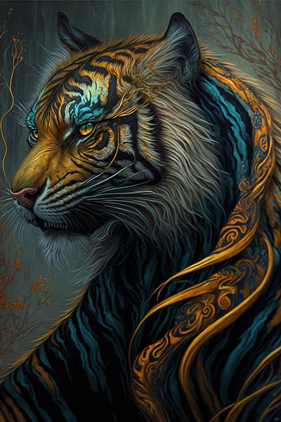 Siberian Tiger Portrait, surrealistic, Sibirischer Tiger by DBArt