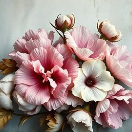 een kleurrijk beeld van roze wit pioenrozen bloemen. van J.a Dijkstra