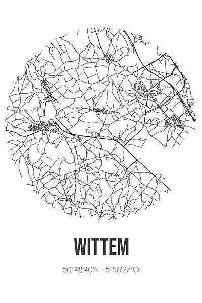 Wittem (Limburg) | Map | Black and White by Prints of Place