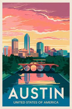Austin, Texas Vintage Reisposter van Poster Art Shop