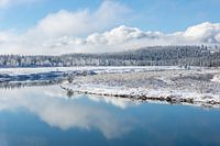 Winter landscape and reflection in Grand Teton National Park