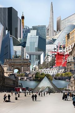 Parijs Collage stad architectuur - o.a. Moulin Rouge, Louvre, Seine, La Defense van Marianne van der Zee