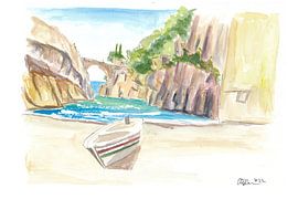 Fiordo Furore Baie sereine sur la côte amalfitaine avec bateau et vaguesga