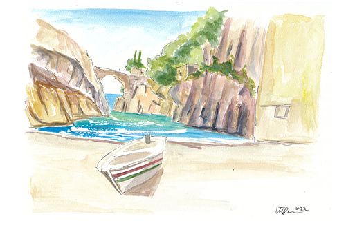 Fiordo Furore Baie sereine sur la côte amalfitaine avec bateau et vaguesga