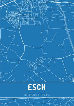 Blauwdruk | Landkaart | Esch (Noord-Brabant) van MijnStadsPoster