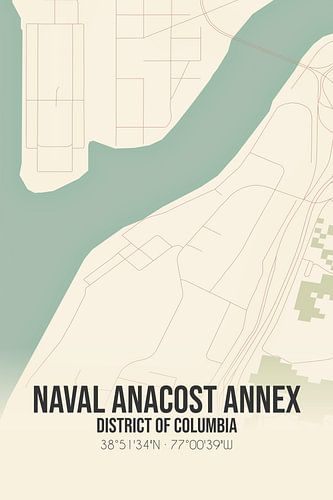 Vintage landkaart van Naval Anacost Annex (District of Columbia), USA.