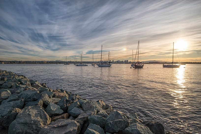 Sky Streaks At San Diego Harbor by Joseph S Giacalone Photography