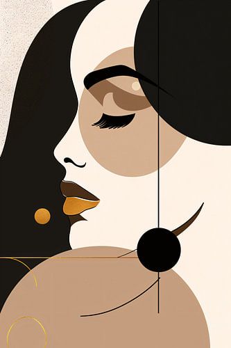 Elégance féminine abstraite en camaïeu d'or