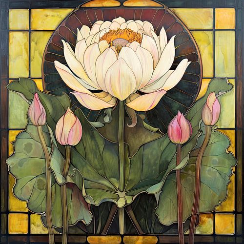 Botanical flower art in Art Nouveau style