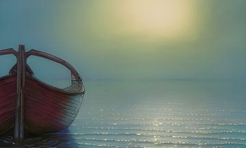 Leeres Boot auf ruhiger See von Harmanna Digital Art