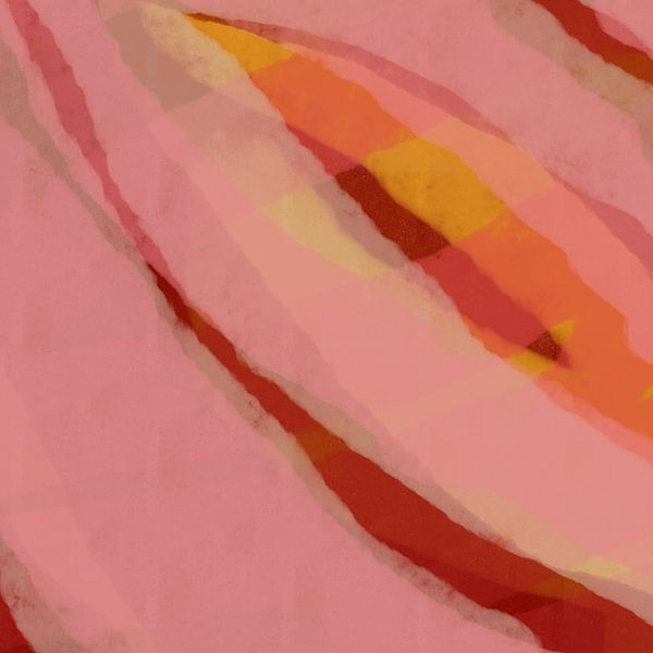 Modern abstract art. Brush strokes in neon pink, yellow, red. by Dina Dankers