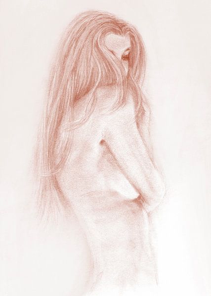 Esquisse jeune femme, nue discrète terra par Krista Kitsz Art