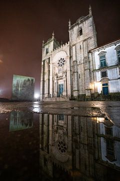 De kathedraal van Porto bij nacht van Leo Schindzielorz