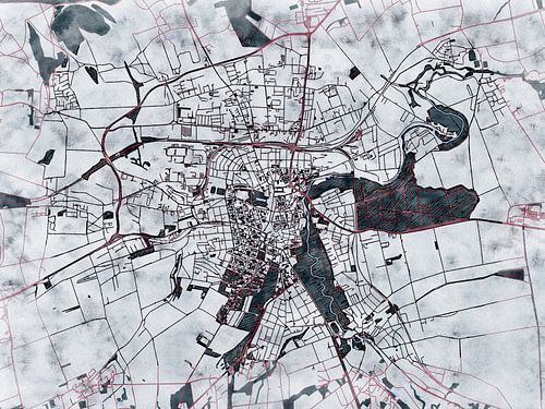 Kaart van Weimar in de stijl 'White Winter'