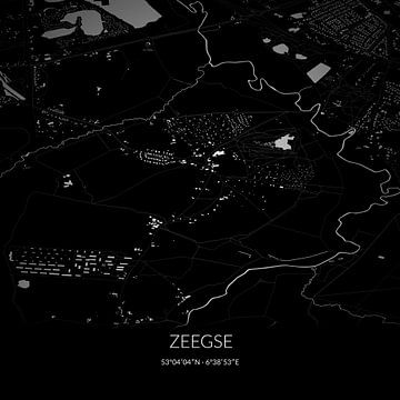 Zwart-witte landkaart van Zeegse, Drenthe. van Rezona