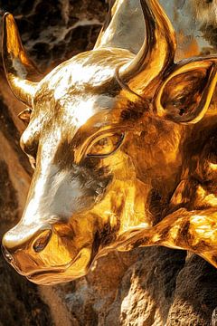 Gouden stier - close-up van Poster Art Shop