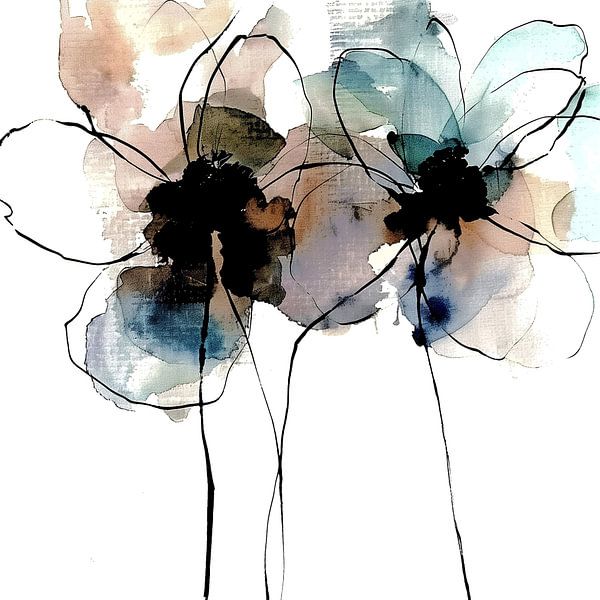 Airy Floral Fantasy in Abstract Composition by Color Square