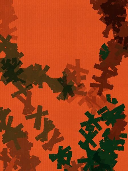 Art d'inspiration rétro en terre cuite, bronze, olive et vert camouflage II par Dina Dankers