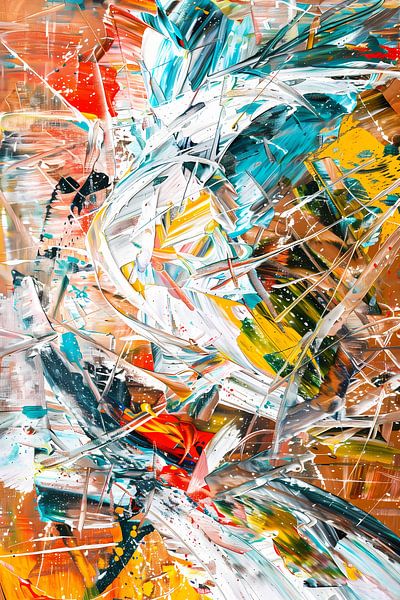 Dynamisch abstract schilderij met kleurrijke lijnen van Art & Soul Creations
