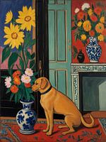 Hond in een vaas Stijl Henri Matisse
