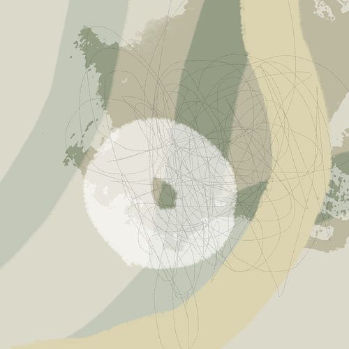 Art pastel abstrait dans les couleurs Wild Wonder en vert, beige et blanc.