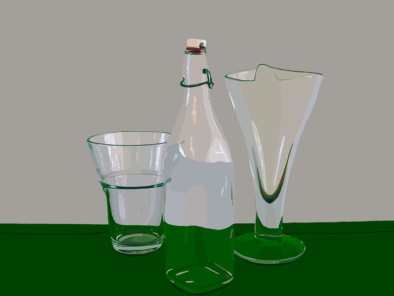 182. Nature morte de verrerie par Domstad Rudie