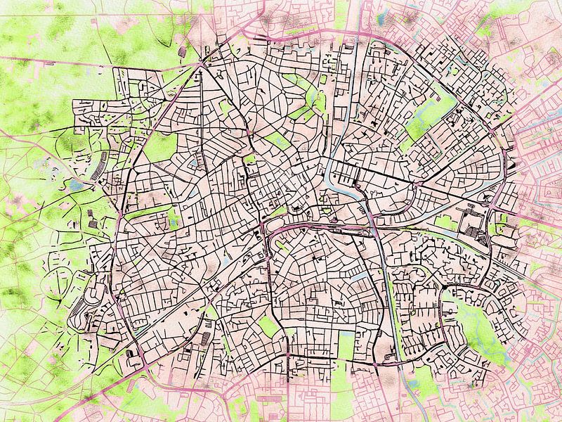 Carte de Apeldoorn centrum avec le style 'Soothing Spring' par Maporia