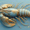 Kunst Hummer aqua blau gold. von J.a Dijkstra