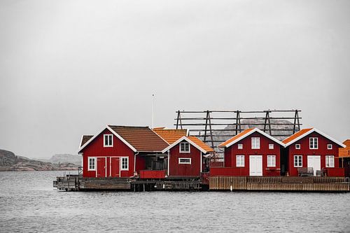 Falurod, the colour of the harbour cottages - Hunnebostrand, Sweden by Lars Scheve