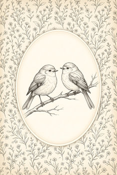 Art botanique vintage : oiseaux et fleurs