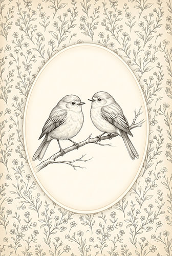 Art botanique vintage : oiseaux et fleurs