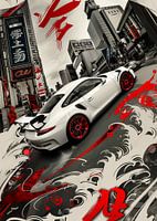 Porsche Japanese Street Art Style