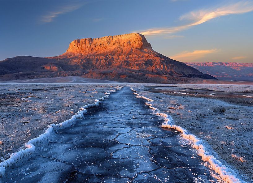 Felsige Ufer im Abendglanz von fernlichtsicht